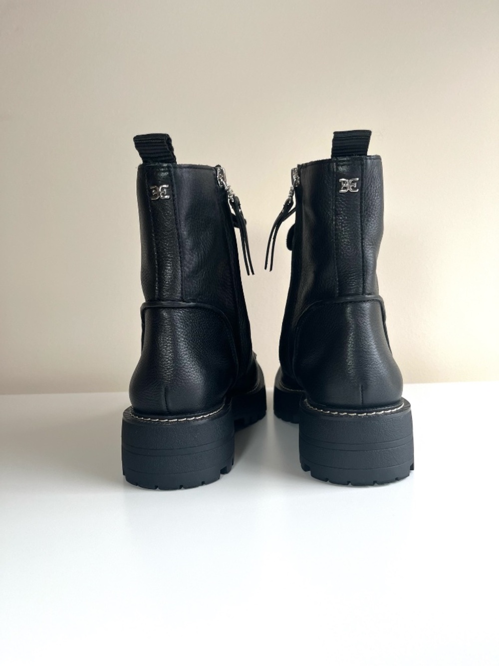 Sam Edelman Laurie Leather Platform Combat Boots Women's 8 Black - Picture 6 of 9